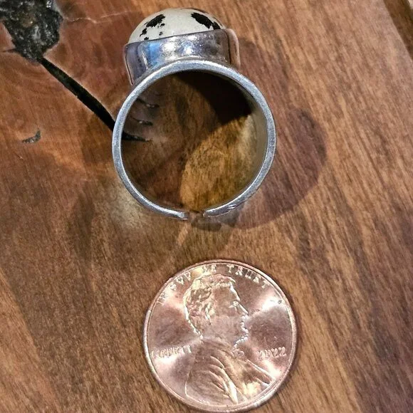 Sterling Silver and Dalmatian Jasper Ring, size 6.25 - Picture 7 of 7